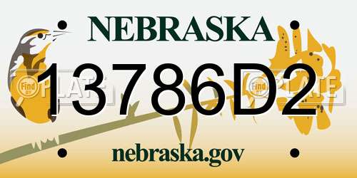 13786D2 Nebraska License Plate