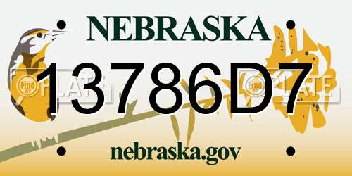13786D7 Nebraska License Plate