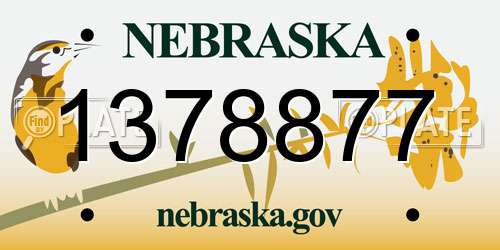1378877 Nebraska License Plate