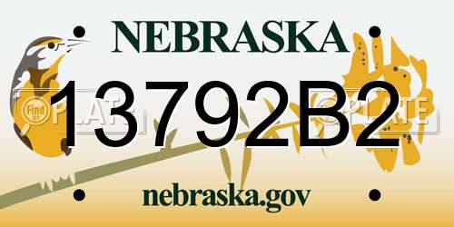 13792B2 Nebraska License Plate