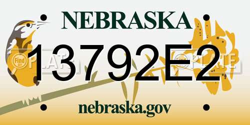 13792E2 Nebraska License Plate