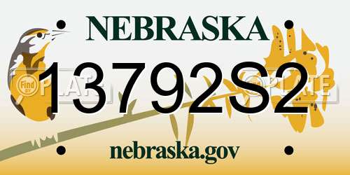 13792S2 Nebraska License Plate