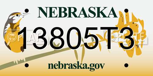 13805T3 Nebraska License Plate
