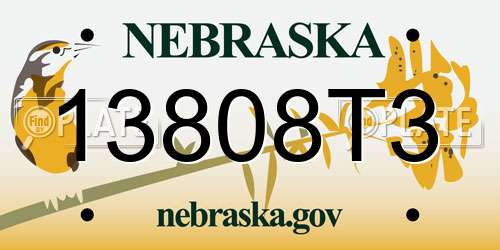 13808T3 Nebraska License Plate
