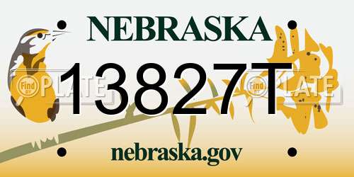 13827T Nebraska License Plate