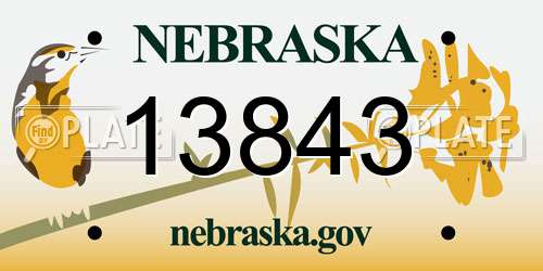 13843 Nebraska License Plate