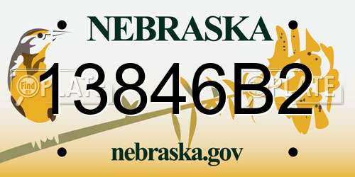 13846B2 Nebraska License Plate