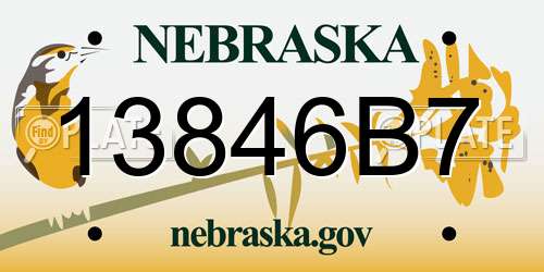 13846B7 Nebraska License Plate