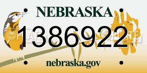 1386922 Nebraska License Plate