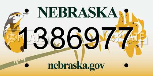 1386977 Nebraska License Plate