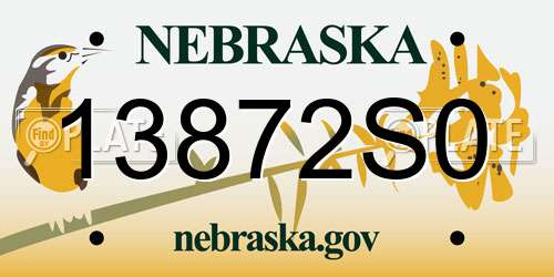 13872S0 Nebraska License Plate