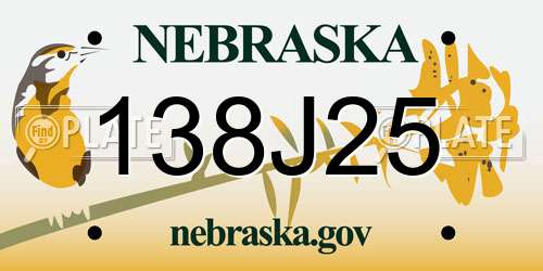 138J25 Nebraska License Plate