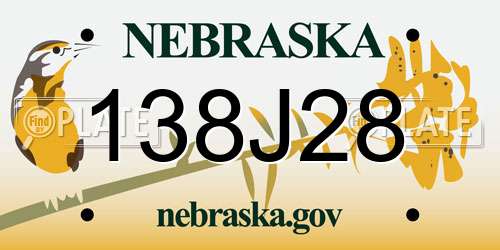 138J28 Nebraska License Plate