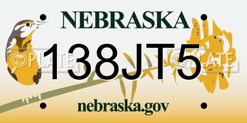 138JT5 Nebraska License Plate