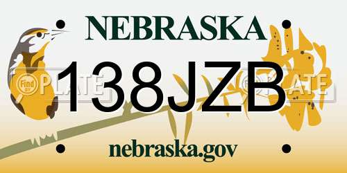 138JZB Nebraska License Plate