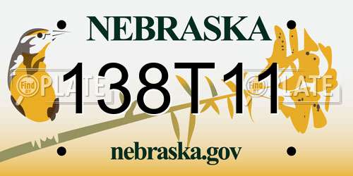 138T11 Nebraska License Plate