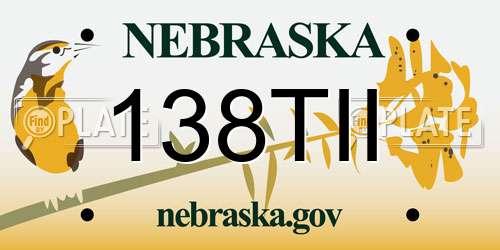 138TII Nebraska License Plate