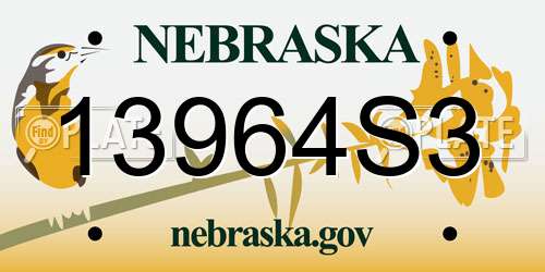 13964S3 Nebraska License Plate