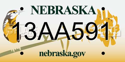 13AA591 Nebraska License Plate
