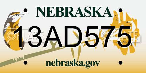 13AD575 Nebraska License Plate