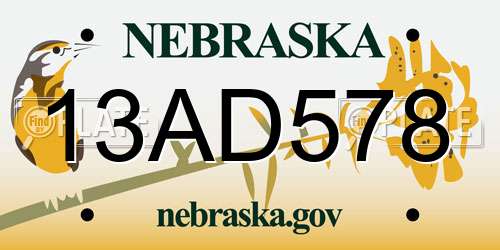 13AD578 Nebraska License Plate