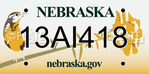 13AI418 Nebraska License Plate