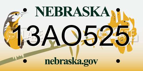 13AO525 Nebraska License Plate