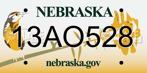 13AO528 Nebraska License Plate