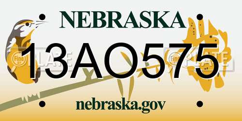 13AO575 Nebraska License Plate