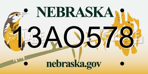 13AO578 Nebraska License Plate