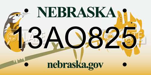 13AO825 Nebraska License Plate