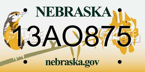 13AO875 Nebraska License Plate