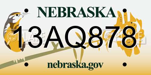 13AQ878 Nebraska License Plate