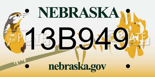 13B949 Nebraska License Plate