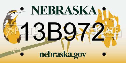 13B972 Nebraska License Plate