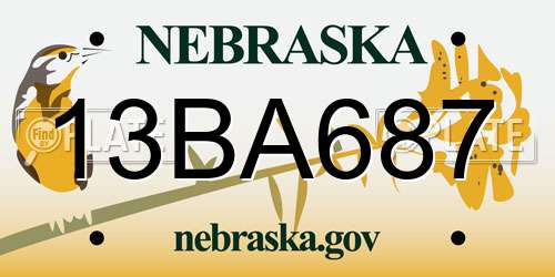 13BA687 Nebraska License Plate