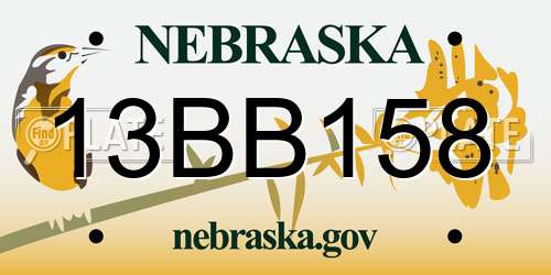 13BB158 Nebraska License Plate