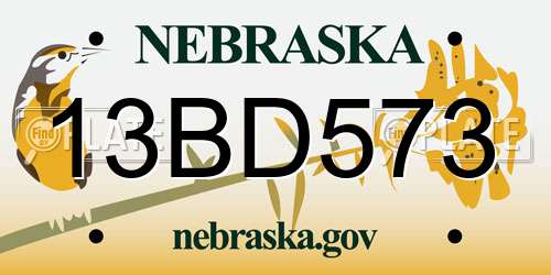 13BD573 Nebraska License Plate