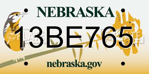 13BE765 Nebraska License Plate