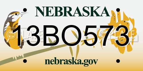 13BO573 Nebraska License Plate