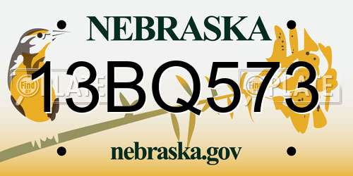 13BQ573 Nebraska License Plate