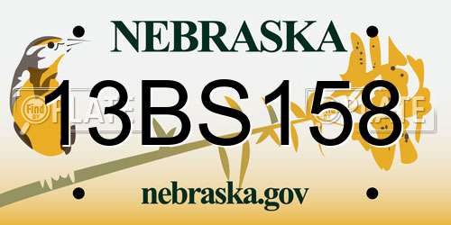 13BS158 Nebraska License Plate