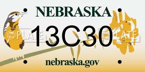 13C30 Nebraska License Plate