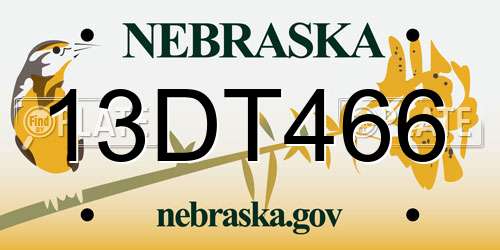 13DT466 Nebraska License Plate