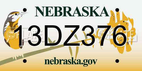 13DZ376 Nebraska License Plate