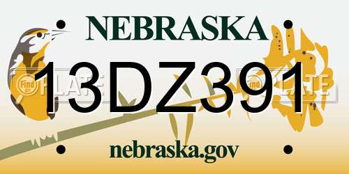 13DZ391 Nebraska License Plate