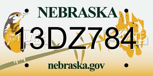 13DZ784 Nebraska License Plate