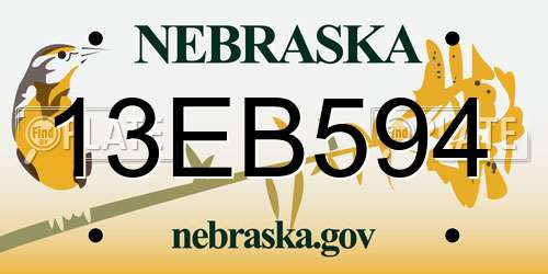 13EB594 Nebraska License Plate