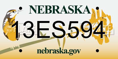 13ES594 Nebraska License Plate