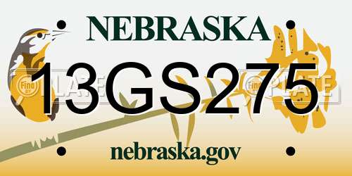 13GS275 Nebraska License Plate